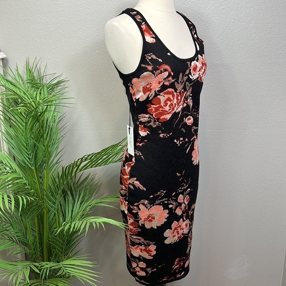 NWT Sweater Dress Ali + Jay | Knit Sleeveless Floral Dark Body Con Sheath Medium - Picture 4 of 8
